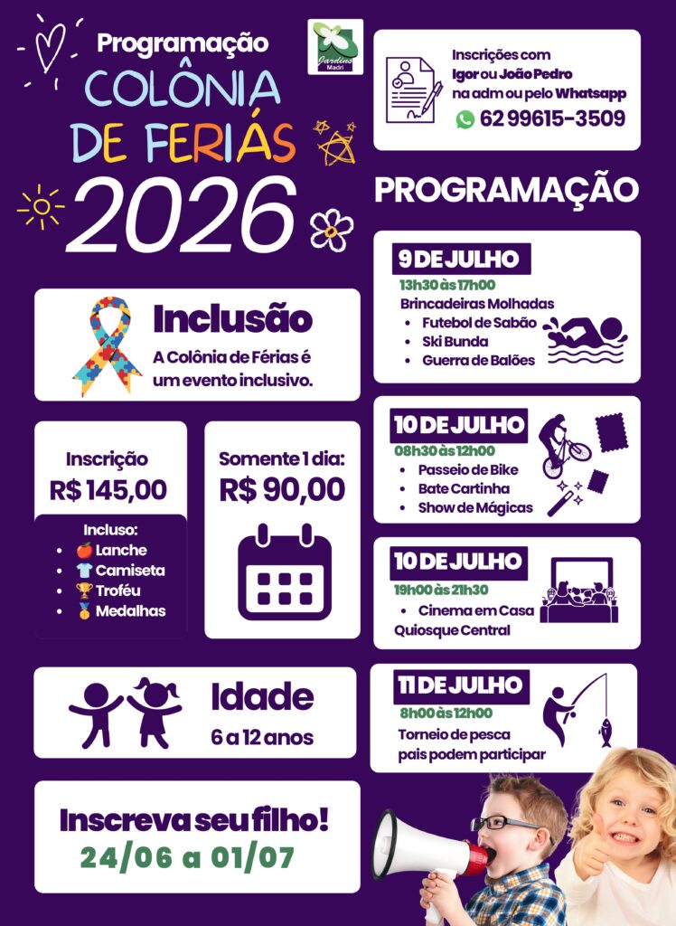 🎉 COLÔNIA DE FÉRIAS 2026 🎉